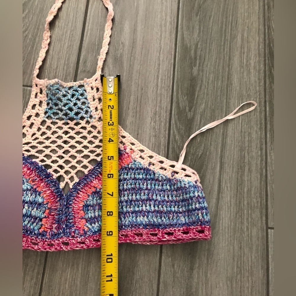 ZARA|Boho crotchet two piece bikini set in floral neutral tan & colorful top,NWT - Picture 14 of 16